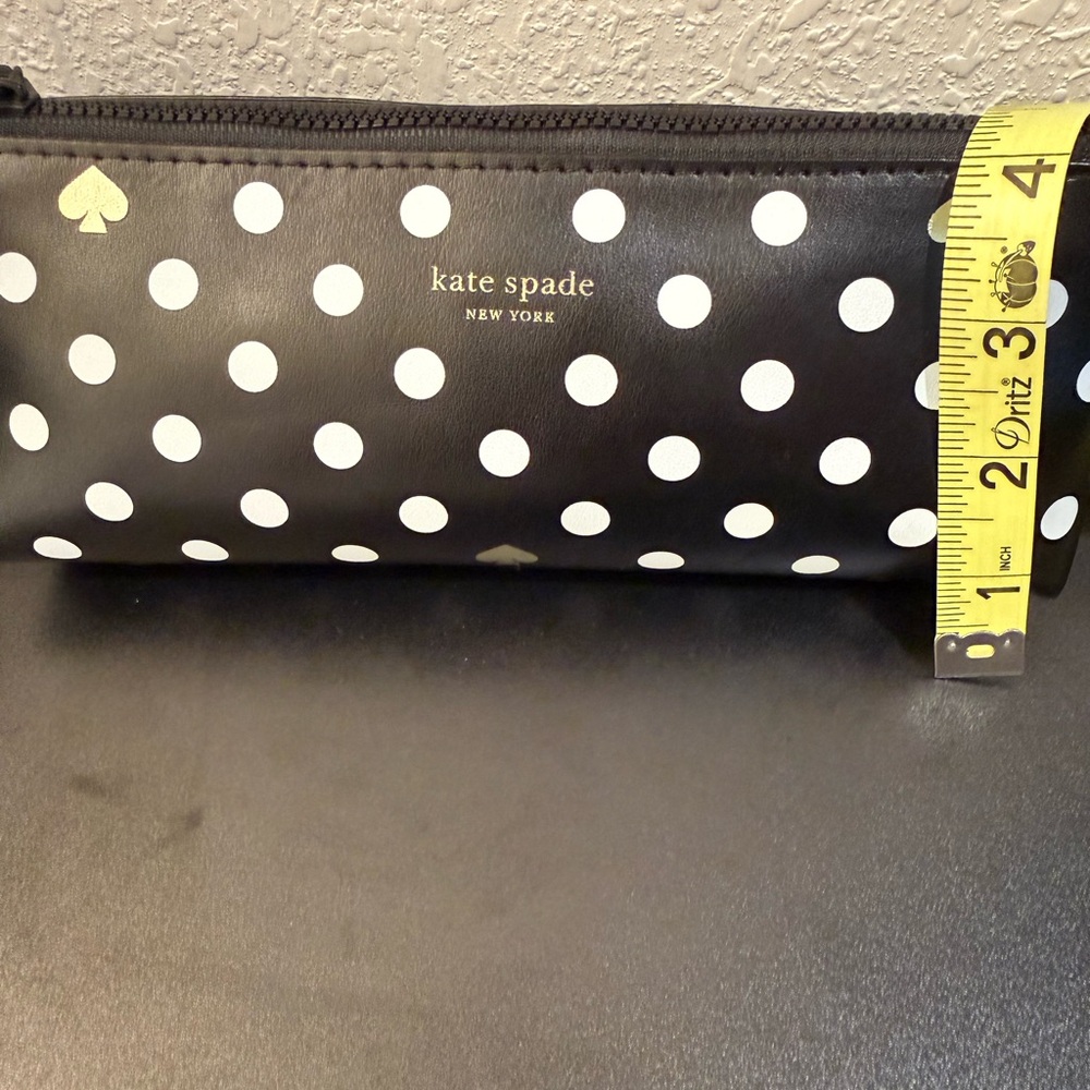 kate spade ♠️ Black and White Polka Dot Cosmetic/Pencil Pouch - Picture 5 of 6